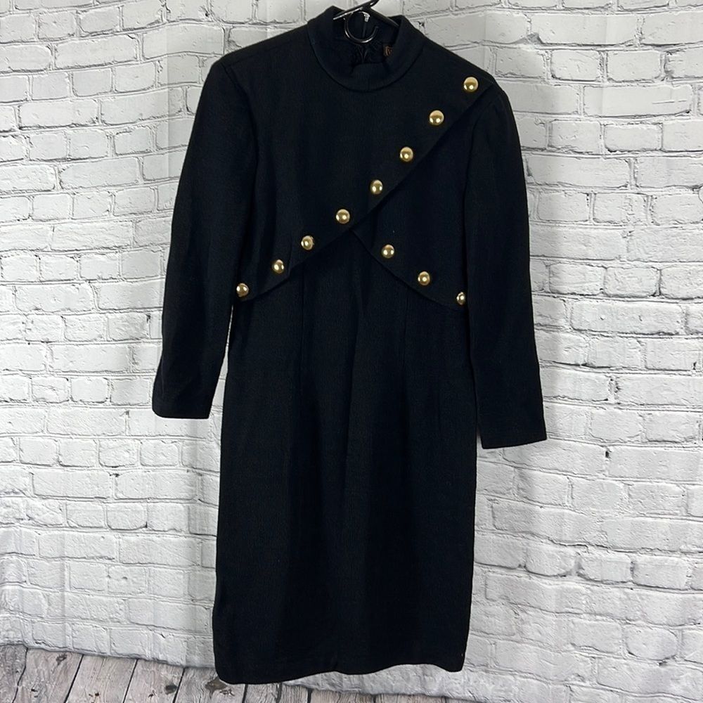 Vintage ILGWU label knit dress black made in USA size 8 - Picture 2 of 12